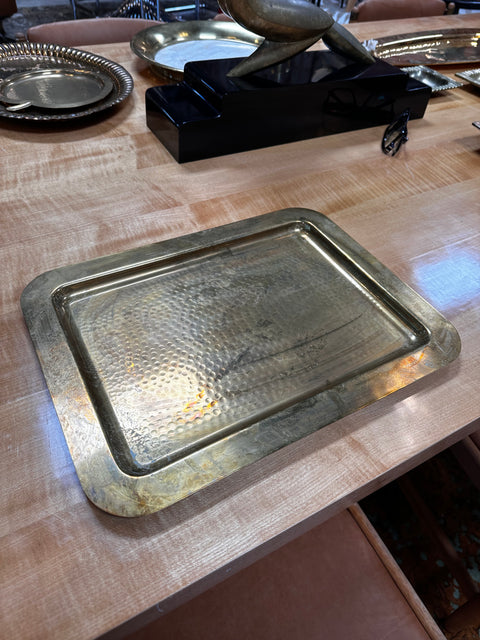 Vintage Italian Decorative Rectangular Brass Tray 1960s