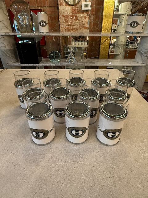 Vintage Gucci Ice Bucket and Glass Set With Logo, Italy 1970