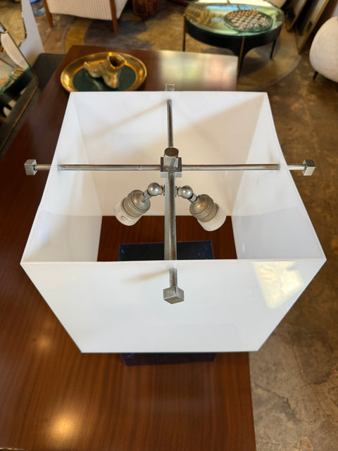 Table Lamp with Blue Murano Glass Base and Acrylic Shade, 1970s