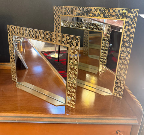 Pair of Midcentury Brass Mirrors 1970s