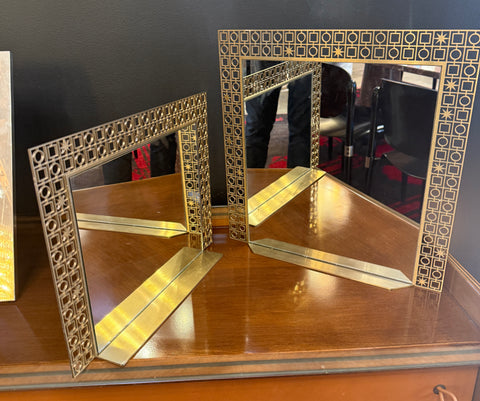 Pair of Midcentury Brass Mirrors 1970s