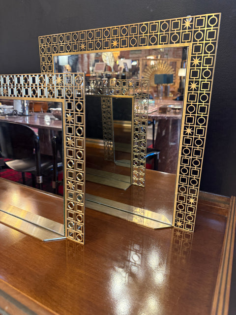 Pair of Midcentury Brass Mirrors 1970s