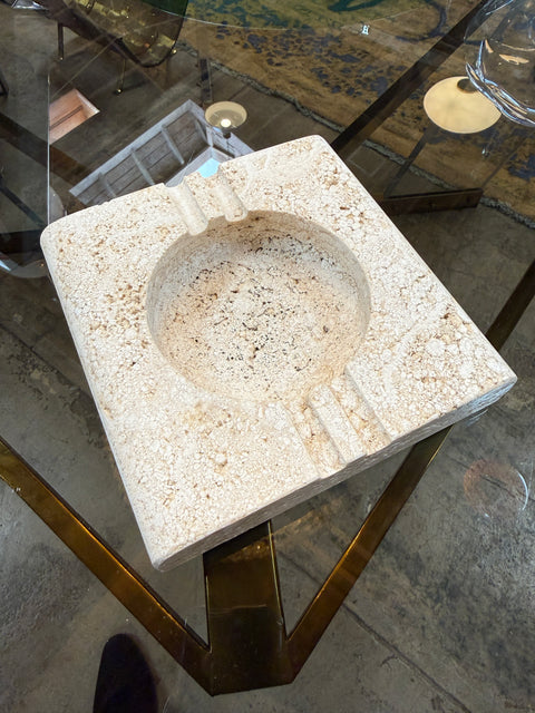 Fratelli Mannelli Italian Travertine Square Ashtray