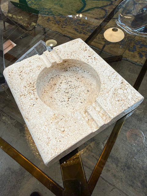 Fratelli Mannelli Italian Travertine Square Ashtray