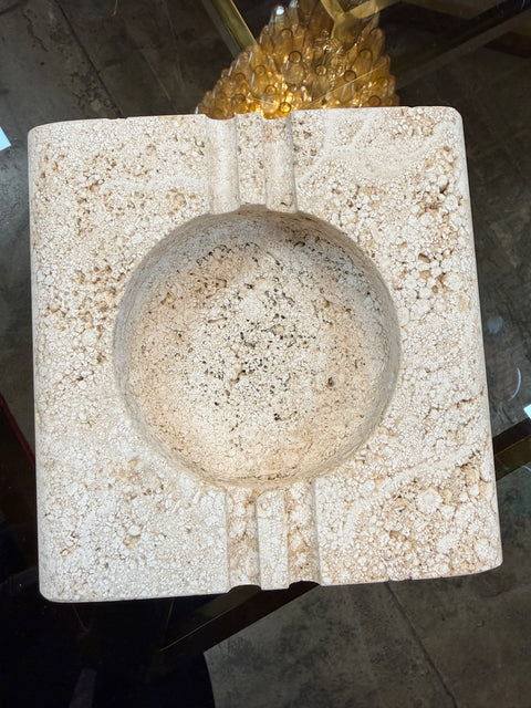 Fratelli Mannelli Italian Travertine Square Ashtray