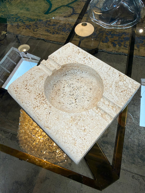Fratelli Mannelli Italian Travertine Square Ashtray