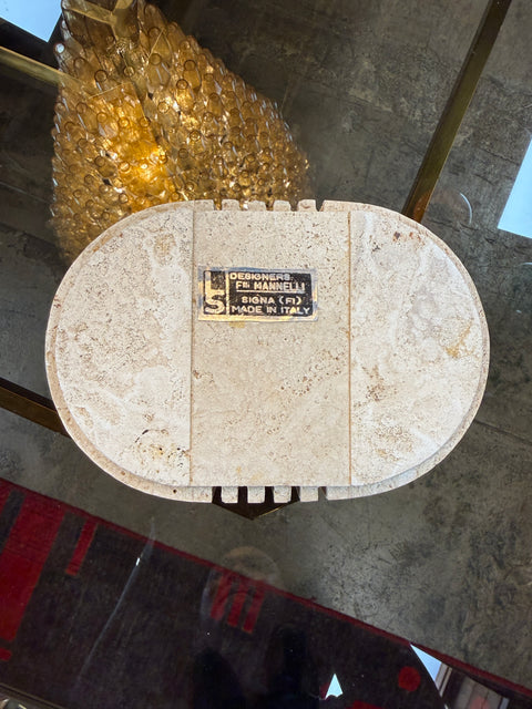 Fratelli Mannelli Italian Travertine Oval Box with Sculpted Lid