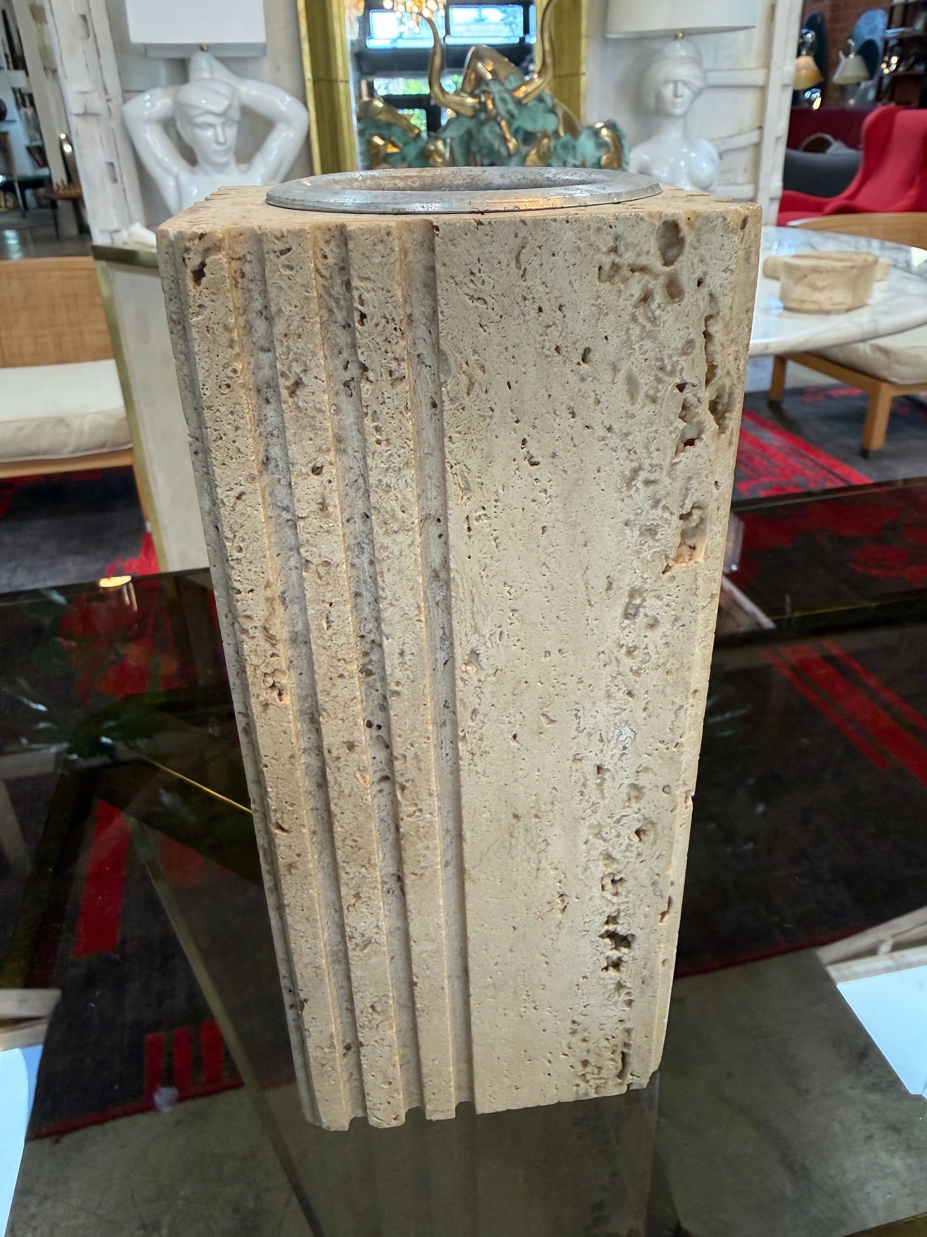 Fratelli Mannelli Italian Travertine Sculptural Vase