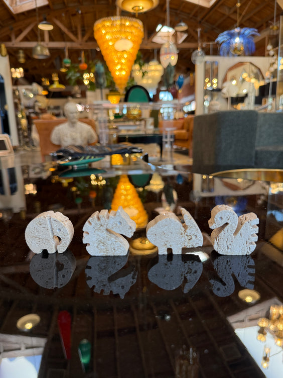 Set of Four Travertine Animal Sculptures by Fratelli Mannelli, Italy, 1970s