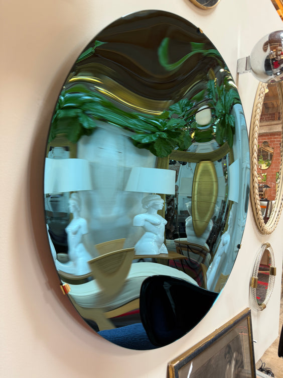 Italian Blue Concave Wall Mirror, 1970s