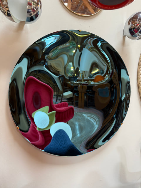 Italian Blue Concave Wall Mirror, 1970s