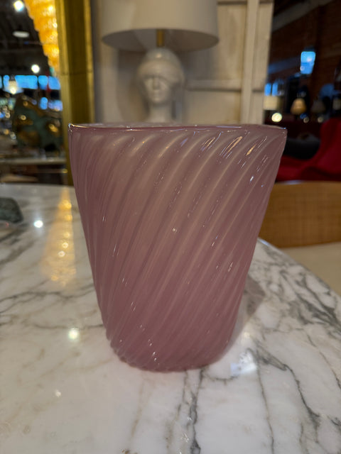 Vintage Italian Murano Pink Swirl Art Glass Vase, 1970s