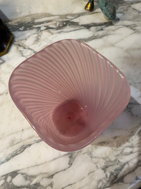 Vintage Italian Murano Pink Swirl Art Glass Vase, 1970s