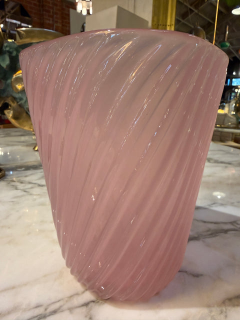 Vintage Italian Murano Pink Swirl Art Glass Vase, 1970s