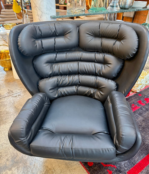 Joe Colombo Swivel "Elda" Leather Lounge Chair