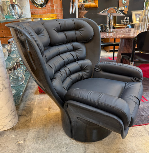 Joe Colombo Swivel "Elda" Leather Lounge Chair