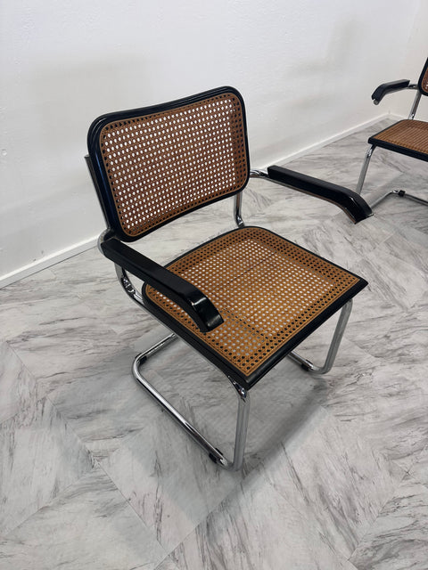 Pair of 4 Marcel Breuer B64 Design Cesca Chairs by Gavina, circa 1960