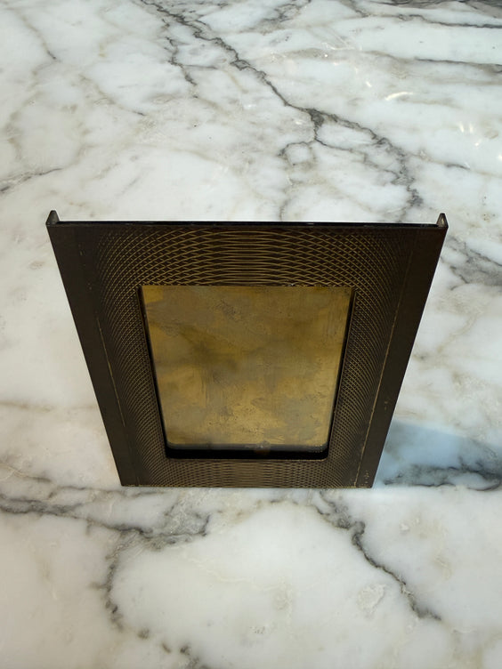 Vintage Italian Brass Photo Frame with Guilloché Pattern, Mid-Century Modern