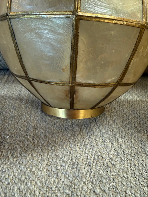 Pair of Capiz Shell and Brass Wall Sconces Small, 1970s