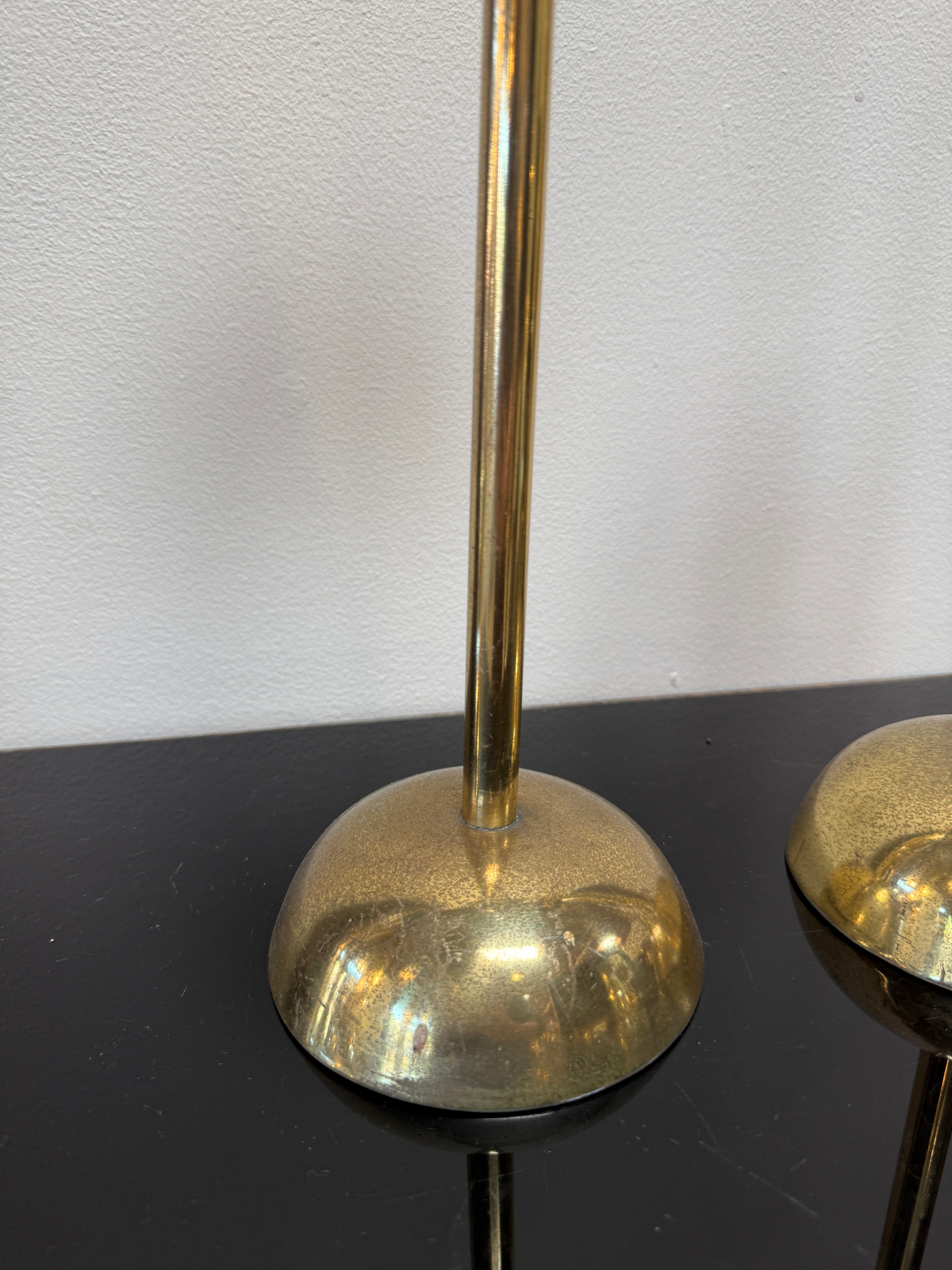 Pair of Mid-Century Italian Brass Candlesticks with Sculptural Domed Bases, 1960