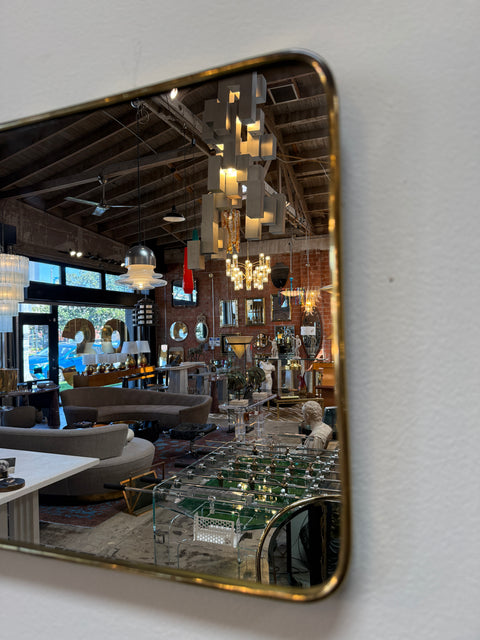 Rectangular Brass Framed Mirror, 1950s