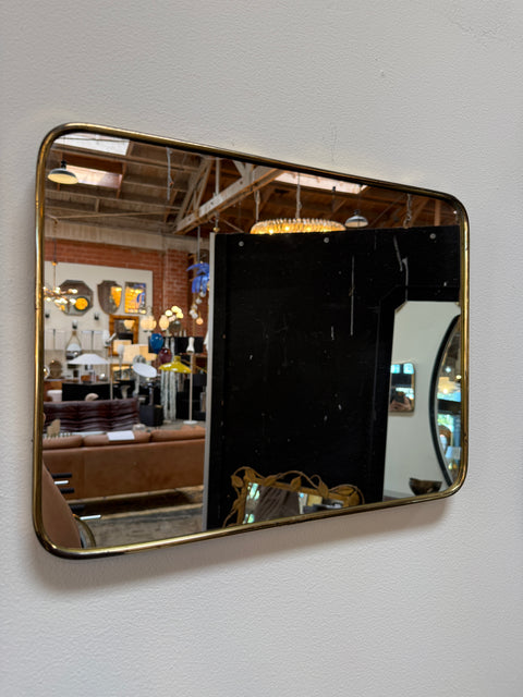 Rectangular Brass Framed Mirror, 1950s