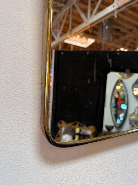 Rectangular Brass Framed Mirror, 1950s