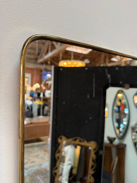 Rectangular Brass Framed Mirror, 1950s