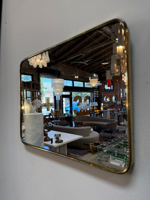 Rectangular Brass Framed Mirror, 1950s