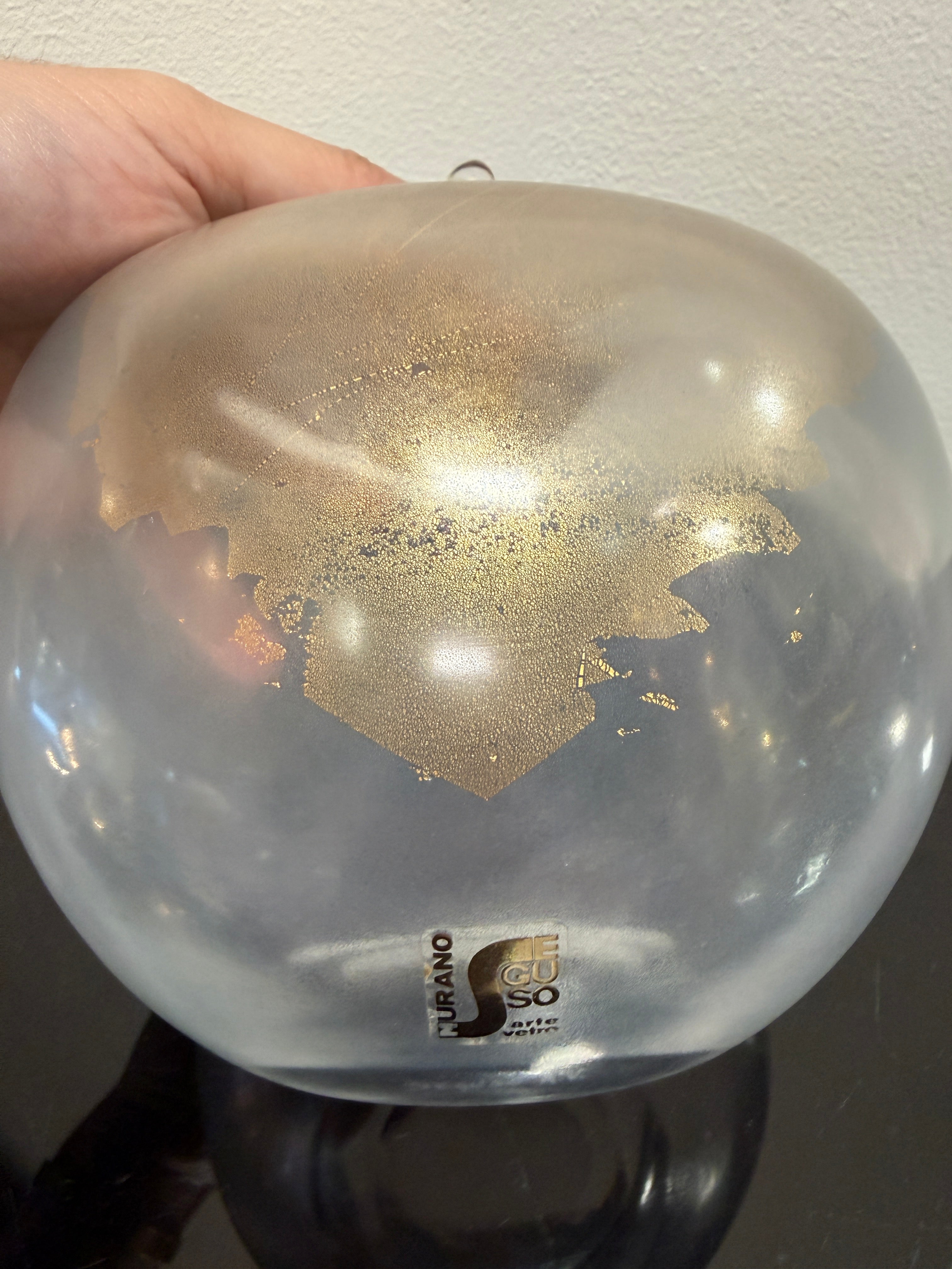 Seguso Apple Sculpture with Gold Leaf, Italy, 1970s