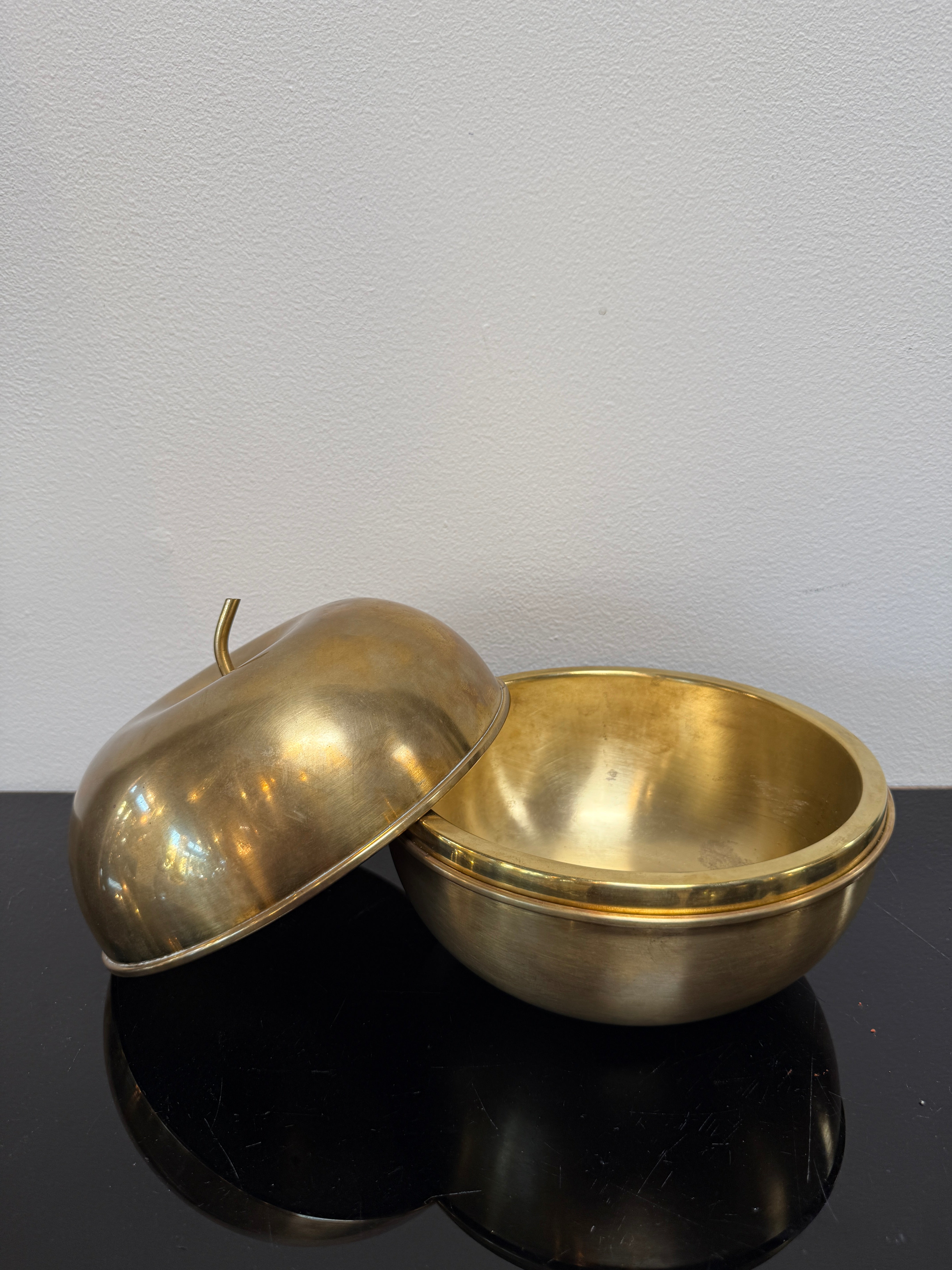 Mid-Century Italian Brass Apple Covered Bowl, 1960s