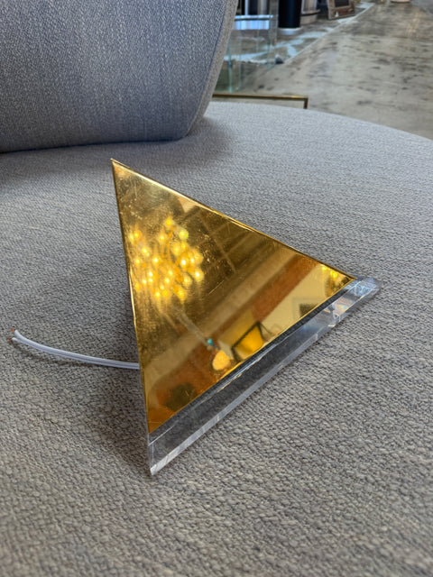 Pair of Mid-Century Acrylic and Brass Geometric Sconces, 1970s