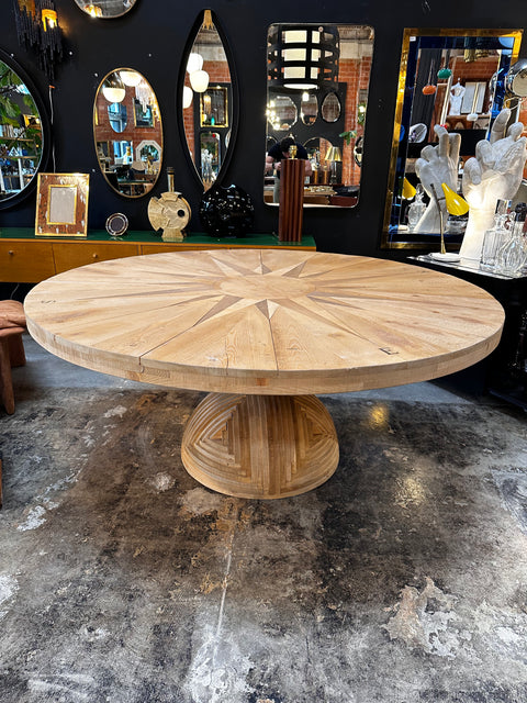 Ceroli Mario Rosa Dei Venti Round Large Table in Pinewood by Poltronova, 1970s