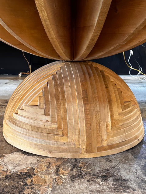 Ceroli Mario Rosa Dei Venti Round Large Table in Pinewood by Poltronova, 1970s