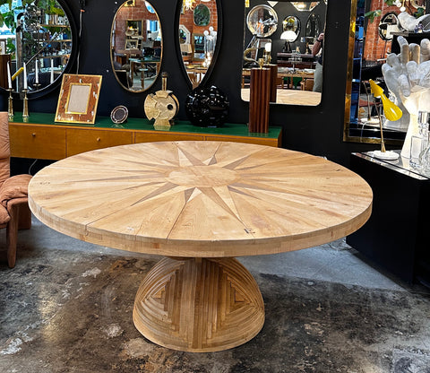 Ceroli Mario Rosa Dei Venti Round Large Table in Pinewood by Poltronova, 1970s