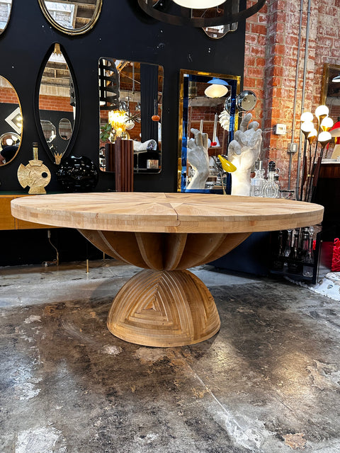 Ceroli Mario Rosa Dei Venti Round Large Table in Pinewood by Poltronova, 1970s