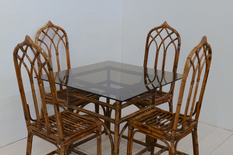 Mid Century Italian Set of 4 Chairs and Table 1970