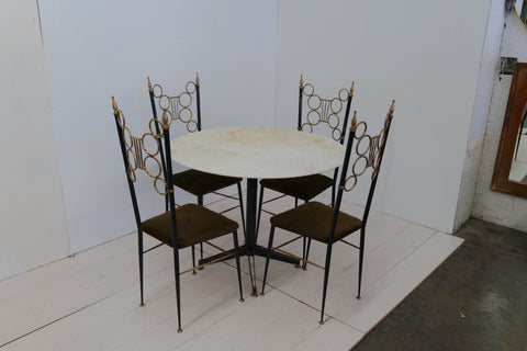 Mid Century Italian Set of 4 Chairs and Marble Table 1980s