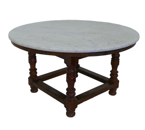 18th Century Oversize Wood and Marble Dining Table