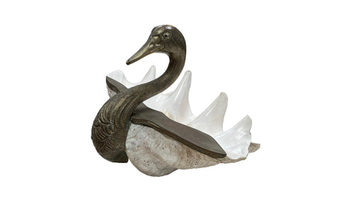 Shell and Silvered Brass Duck Shaped Trinket-Bowl, Italy, circa 1970