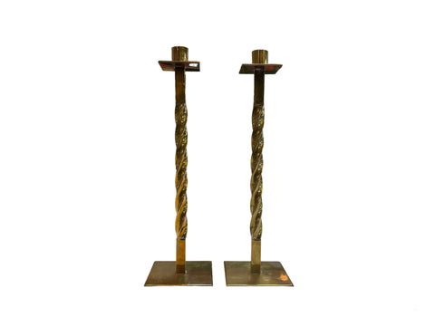 Pair of 2 Vintage Italian Decorative Brass Candlestick