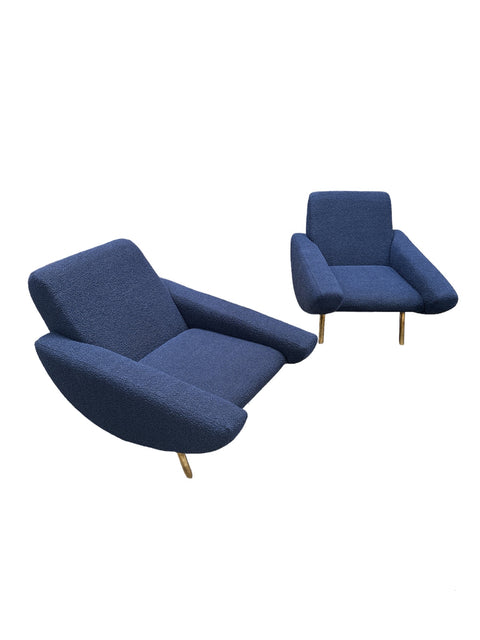 Pair of 2 Mid Century Italian Armchairs In Style of Zanuso 1960