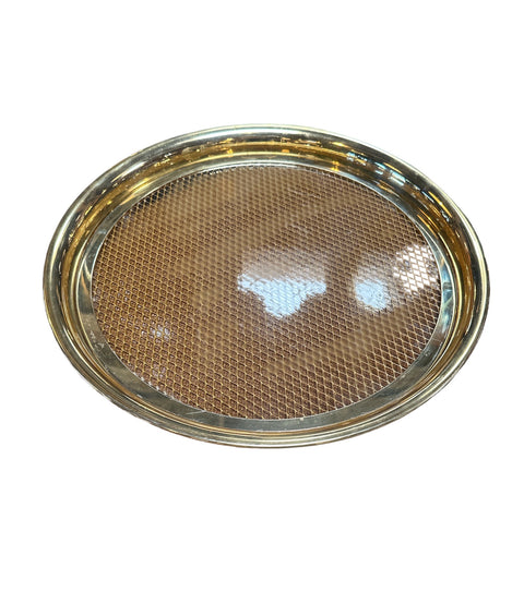 Vintage Decorative Italian Round Brass and Glass Tray 1980s