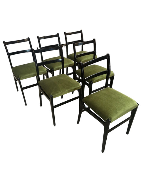 Pair of 6 Rare Gio Ponti "Leggera" Dining Chairs 1950s