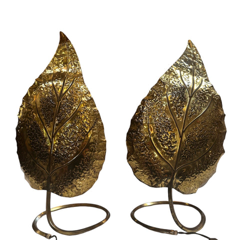 Pair of 2 Tommaso Barbi "Foglia" Table Lamps, 1970s