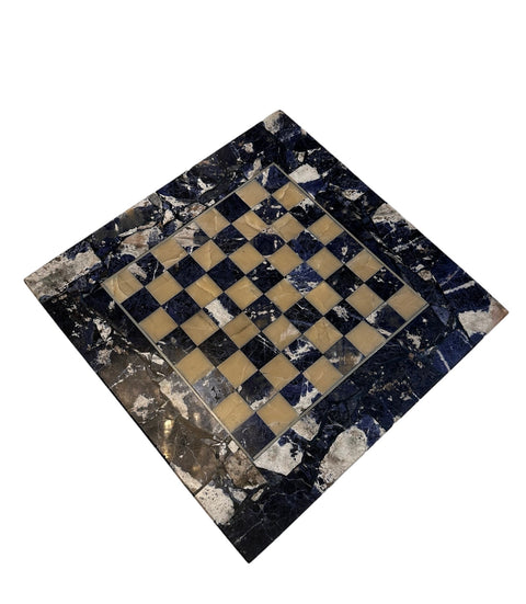 Vintage Italian Lapiz Lazuli Chess Board 1980s