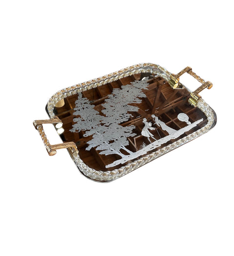 Vintage Italian Oversize Tray in  Murano and Brass 1960s