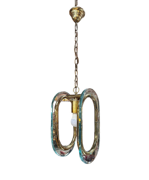 Mid Century Italian Brass and Glass Pendant 1970s