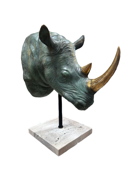 Vintage Italian Rhino Bronze Sculpture 1970s