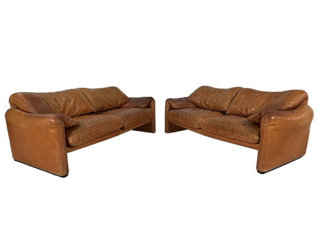 Vico Magistretti Maralunga Leather Sofa by Cassina 1975